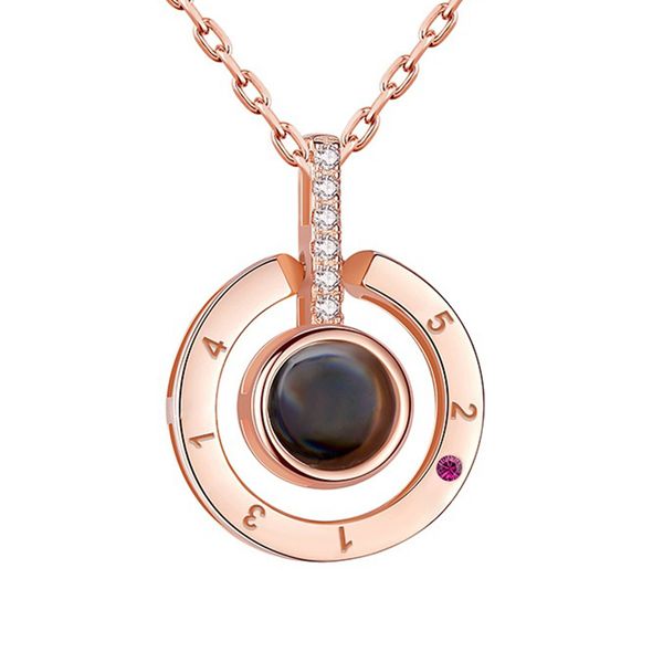 

fashion charm women 100 languages i love you memory necklace rose gold roman numerals crystal pendant - 019, Silver
