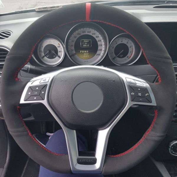 

black suede diy car steering wheel cover for mercedes-benz a-class 2013-2015 cla-class 2013 2014 c-class 2013 2014