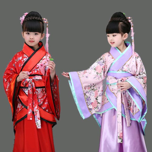 

traditional chinese dance costumes for girls ancient opera tang dynasty han ming hanfu dress child clothing folk dance children, Black;red