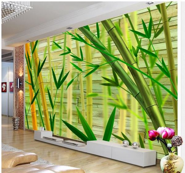 

настенная роспись фото обои 3d каменная стена свежий бамбуковый лес тв фон украшения стены картины