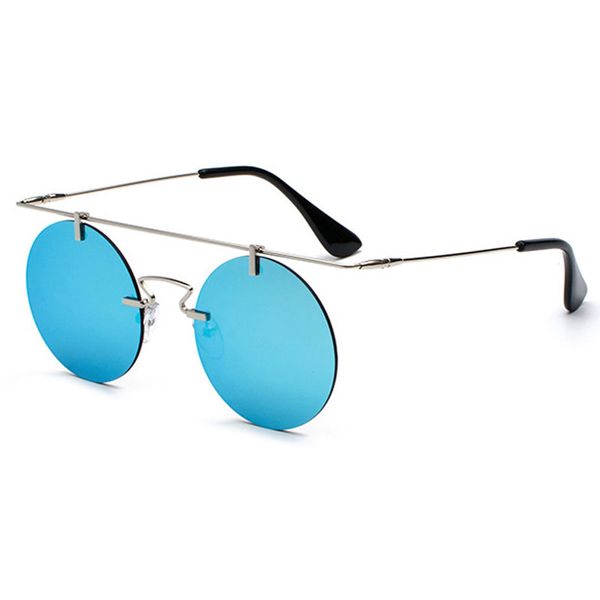 

fashion women men rimless round sunglasses vintage mirror lens sun glasses shades brand design eyewear gafas uv400, White;black