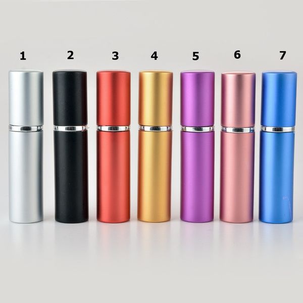 

5ml portable mini aluminum refillable perfume bottle with spray empty makeup containers with atomizer for traveler