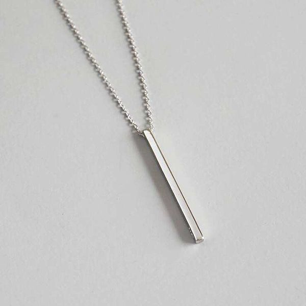 

ruifan line needle 925 sterling silver long pendant necklace simple & romantic fine jewelry valentine's gift for women ync091