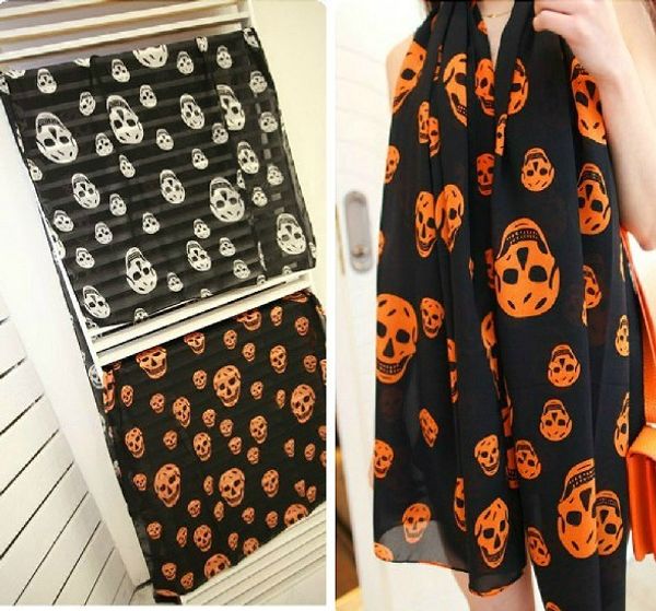 

100% silk new coming skull scarf velvet chiffon scarf style 5 color fruit vegetable heart leaf scarfl chiffon scarf shawl, Blue;gray