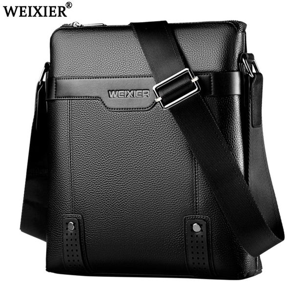 

weixier 2018 brand men's shoulder bag courier handbag large pu leather shoulder bag men handbags high-capacity leisure briefcase