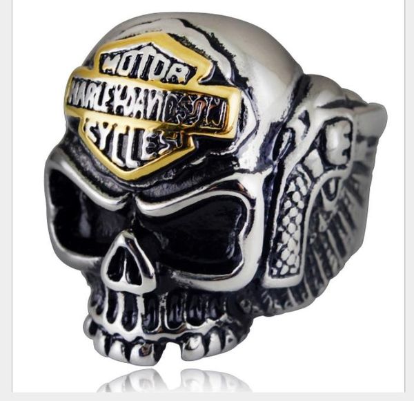 

jewelry punk rock wings skull and tide men's rings, Silver
