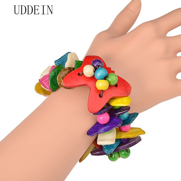 

uddein vintage charms bracelet for women one direction strand bracelets bohemian jewelry multi handmade wood bracelets & bangles, Black