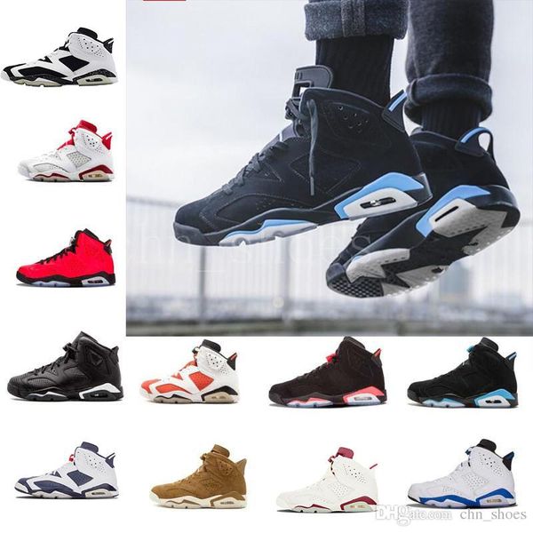 

6 men basketball shoes tinker unc blue black cat white infrared cement red carmine maroon gatorade low chrome vi 6s mens sneakers us 8-13