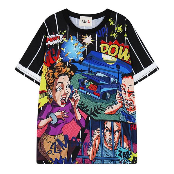 

2018 women gothic t shirt summer short sleeve cartoon vintage harajuku tee shirt femme loose casual women's hip hop t-shirts, White