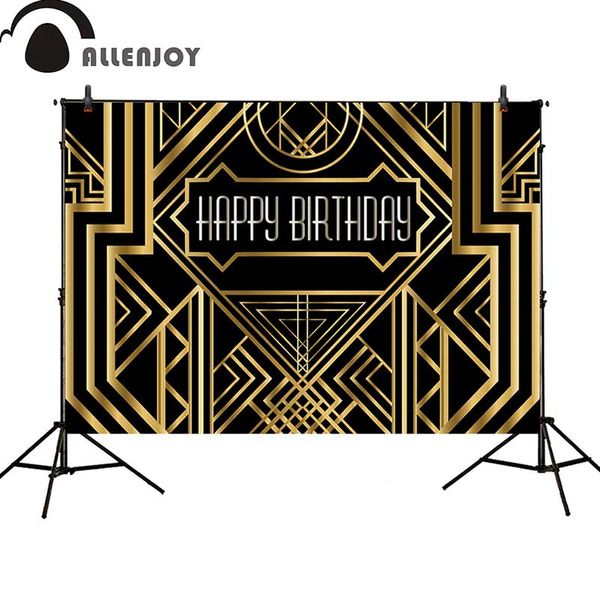 Allenjoy Hintergrund „Great Gatsby“, Geburtstag, Erwachsene, Kinder, Party, schwarz-goldenes Banner, Fotostudio, Babyparty, Fototermin