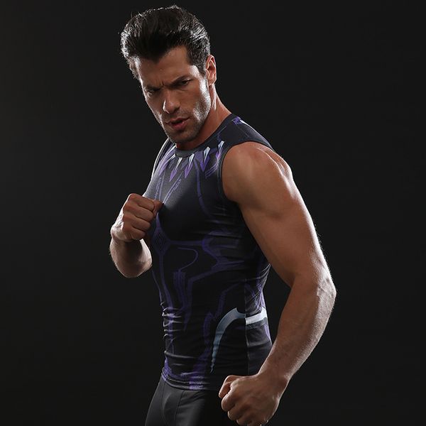 

purple black panther 3d printed t shirts men compression shirts cosplay costume 2018 black friday summer for male, White;black
