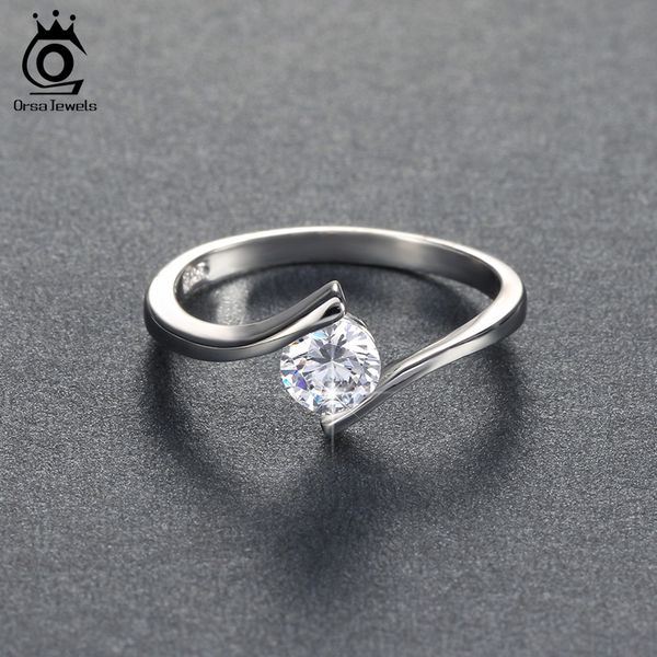 

orsa jewels 2018 luxury austrian crystal solitaire ring silver color lead & nickel ring for women or06, Golden;silver