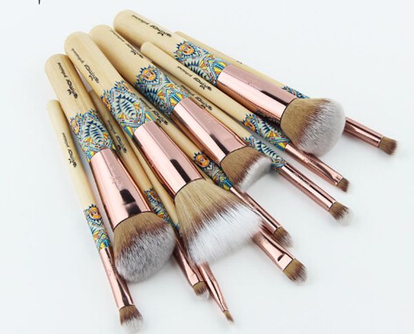 

new makeup brushes 12pcs set bamboo make up brush soft synthetic collection kit with contour eyeshadow eyebrow brushes