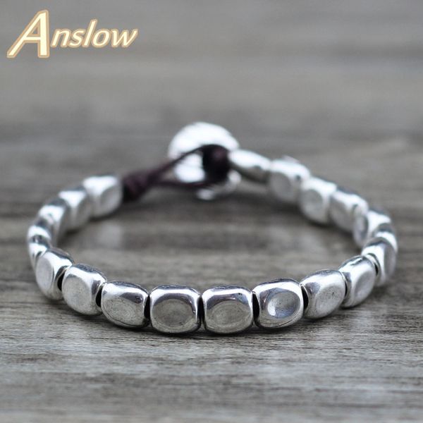 

anslow vintage classic fashion jewelry new friend couple love women charm rope antique silver beads bracelet gift low0710lb, Golden;silver