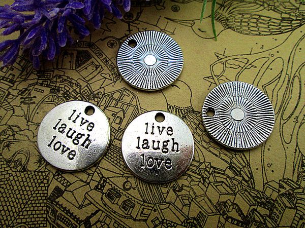 

36pcs live laugh love charms antique tibetan silver tone 20mm, Bronze;silver
