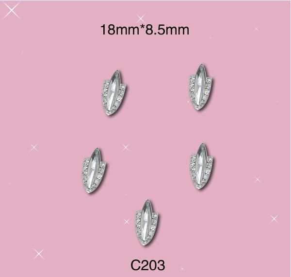 

20pcs 18*8.5mm crystal black gem stone strass rhinestone 3d alloy nail jewelry decoration diy charm design nail supplies, Silver;gold