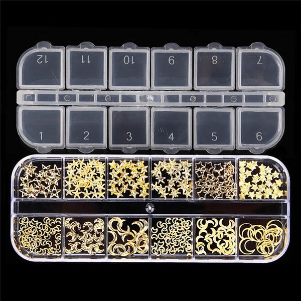 

star moon nail patches metal nail adornment willow star moon decoration style ornament art design decorations 2019, Silver;gold