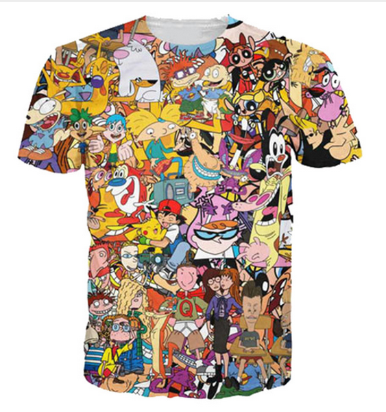 

new fashion 3d t-shirt casual cartoon totally 90s summer style men and women short sleeve creative printed tees zc07, White;black