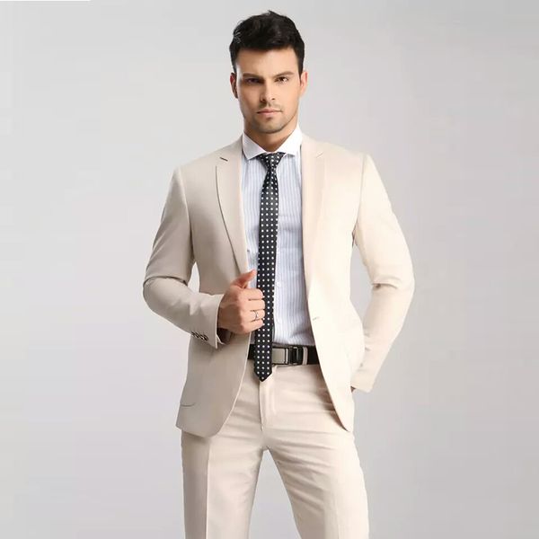 

2018 men suits beige custom made wedding suits bridegroom groom business slim fit formal tuxedos 2piece blazer prom man evening party, Black;gray