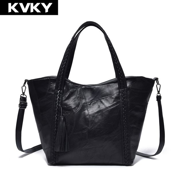 

kvky women handbags sheepskin ladies messenger bags designer tassel big female shoulder crossbody bags bolsa feminina sac a main