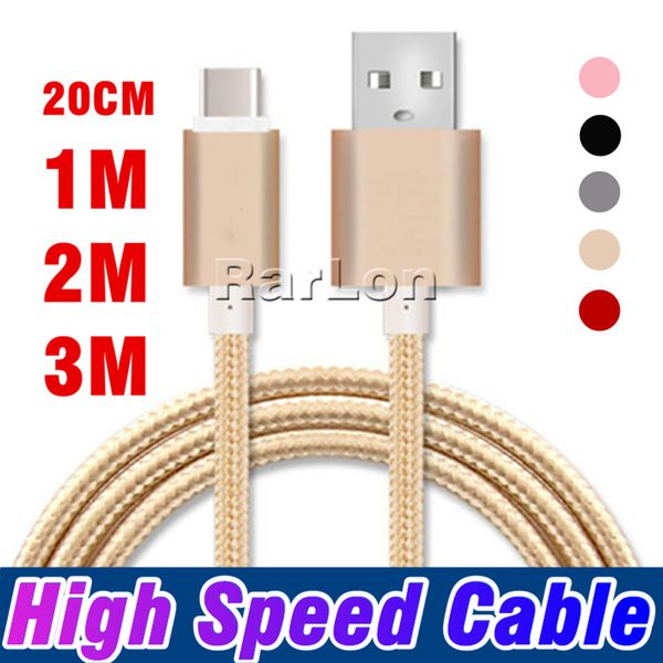 Tipo de Metal Housing trançado Micro USB Cable 2A Durable alta velocidade de carregamento USB C Cabo com 10000 Curva de expectativa de vida para Samsung Google