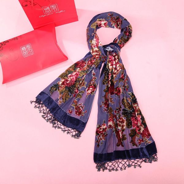 

chinese women shawls chal velvet silk warm muffler print floral stole new style long wrap scarf shawl tippet cape