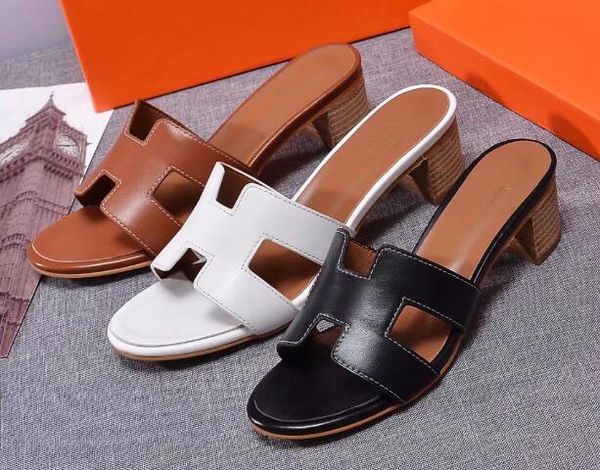 

2018 new fashion women slippers,summer slipper sandals with 4.5cm heels genuine leather,black white brown colors ,ing