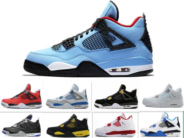 

new travis houston blue 4 raptors 4s men basketball shoes white cement pure money black cat fear alternate sports sneakers 7-13