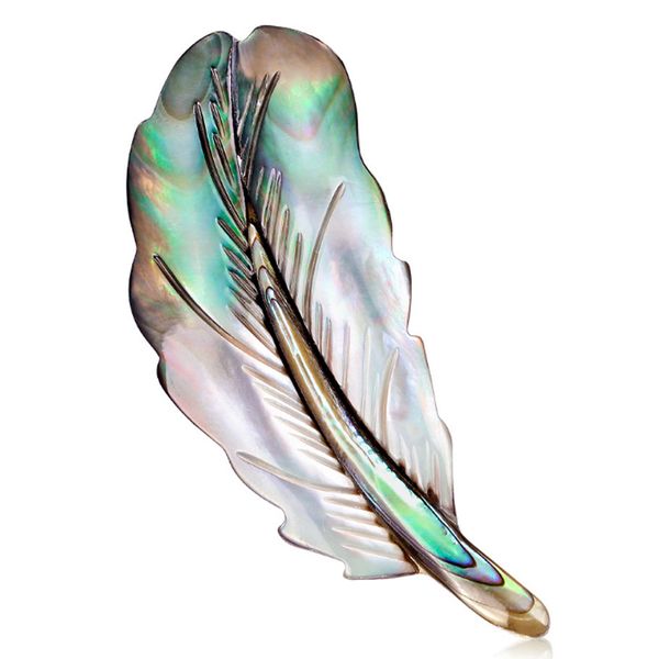 

zlxgirl metal shell feather pins brooches jewelry for men's christmas gifts nicely women statement punk hijab pins scarf, Gray