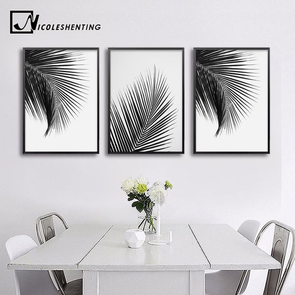 

black white palm tree leaves canvas posters and prints minimalist painting wall art decorative picture nordic style home decor