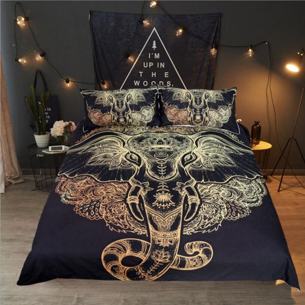 

new african tribal elephant bedding set boho mandala golden design ethnic god ganesha duvet cover symbol bed set
