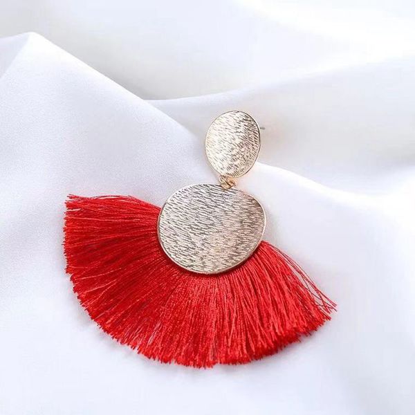

m003 handmade vintage godness tassel dangle earrings for women wedding earrings girl cotton weave color fashion party, Silver