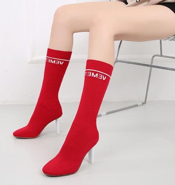 

Autumn and winter, new knitting fashion, fine-heeled, rounded, thin, Martin boots