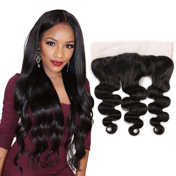 

brazilian human hair 13x4 lace frontal body wave virgin hair 13 by 4 lace closure pre plucked with baby hair natural color, Black;brown