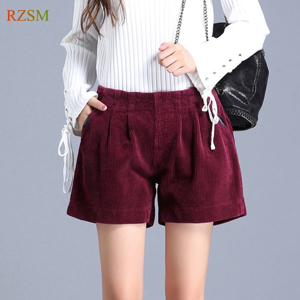 

spring autumn casual slim corduroy shorts women elastic high waist loose solid harem shorts female wide leg female s-xxl, White;black