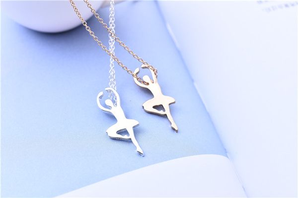 

10pcs elegant dancing ballet girl pendant necklace classic beauty lady figure necklace jewelry gift for women, Silver