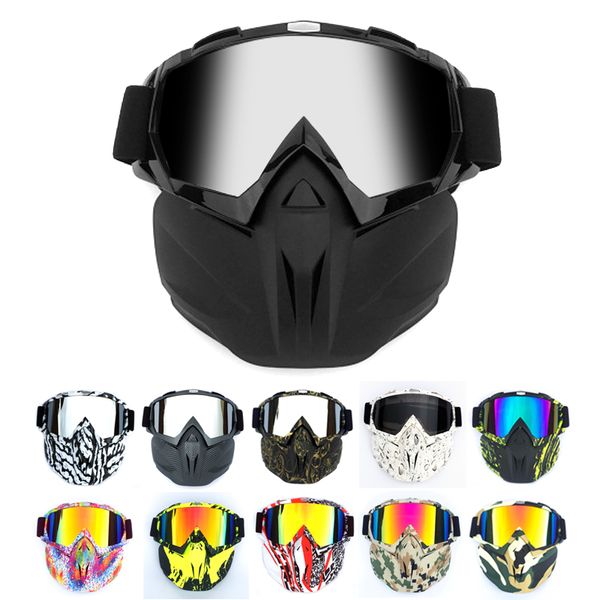

modular mask flexible goggles glasses anti dust sand wind for open face motorcycle half helmet or vintage helmets clear grey