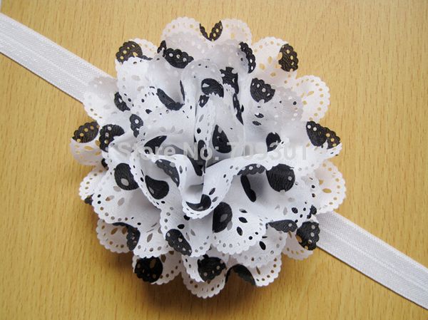 

4.5'' large dot chiffon flower headband for baby children kids fashion headbands solid headwear 10 colors 50pcs/lot