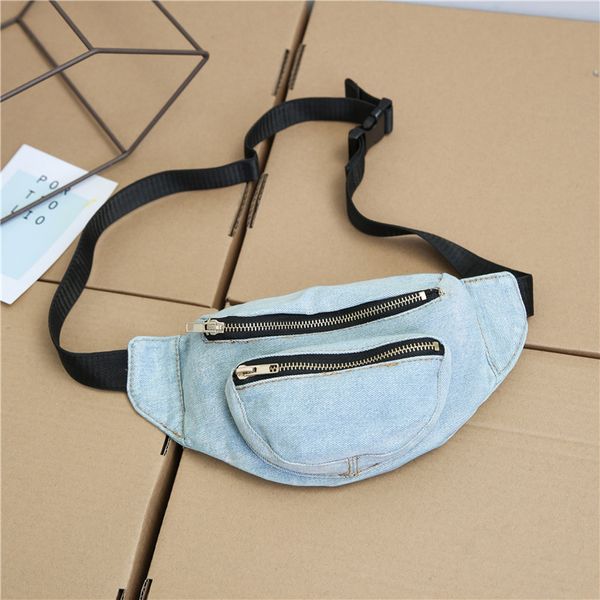 

female bags on the belt chest handbag travel money shoulder bags women cowboy fabric fashion waist bag bolso cintura