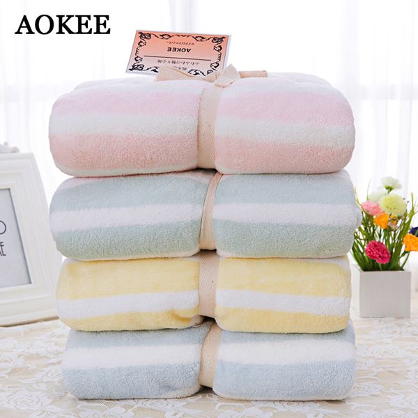 

75*150cm microfiber terry thick bath towels absorbent striped quick-drying bathroom towels aokee beach towel playa toallas