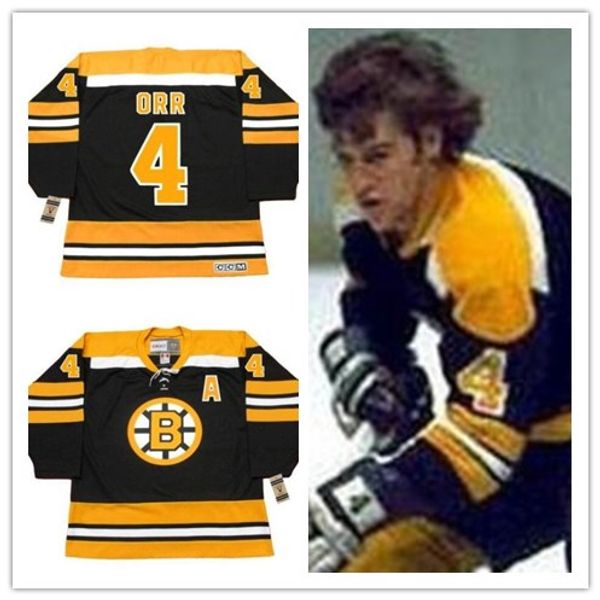 

Men #4 BOBBY ORR Boston Bruins 1974 CCM Vintage retro Away ice Hockey stitched vintga Jersey