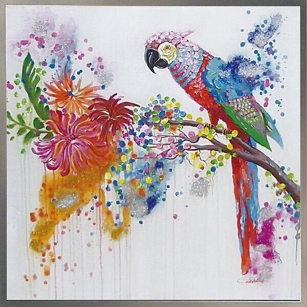 

colorful parrots oil painting birds cartoon pictures wall art handmade decorative paintings for living room kids room decor