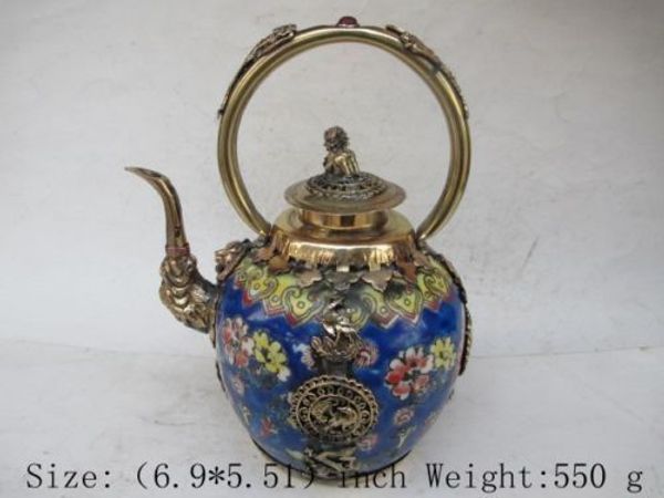 The ancient Chinese bronze lions in Tibet longfeng opal ceramic teapot