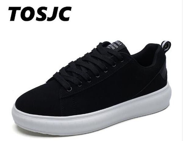 

tosjc 2018 spring men canvas shoes lace-up style breathable lowfashion trend student youth vulacanize shoes005, Black