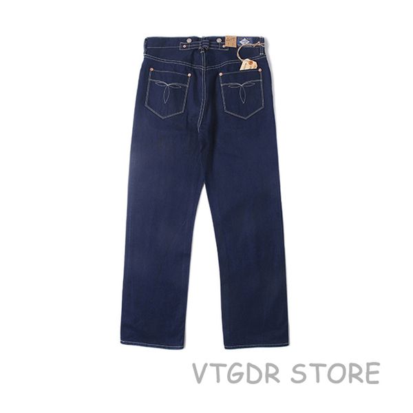 

bob dong mens slim fit selvage jean indigo blue vintage overall with back buckle