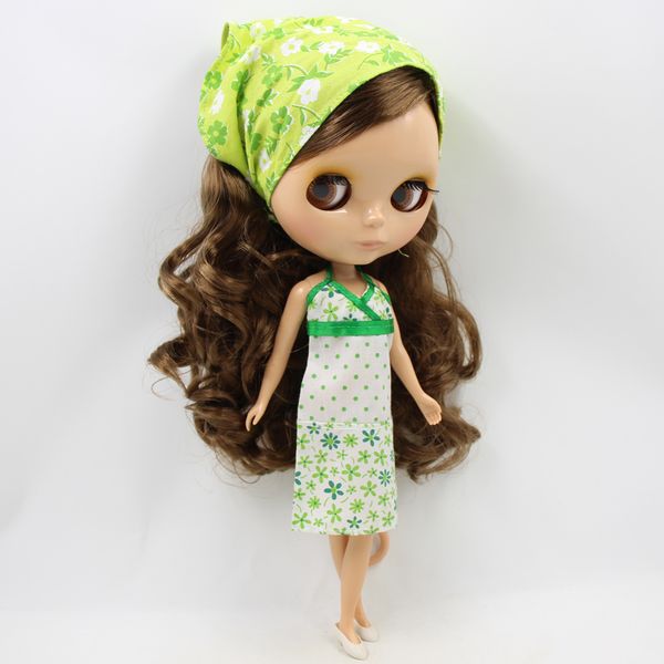 

nude factory blyth doll serires no.bl9158 brown hair side-parting hair style burning skin neo