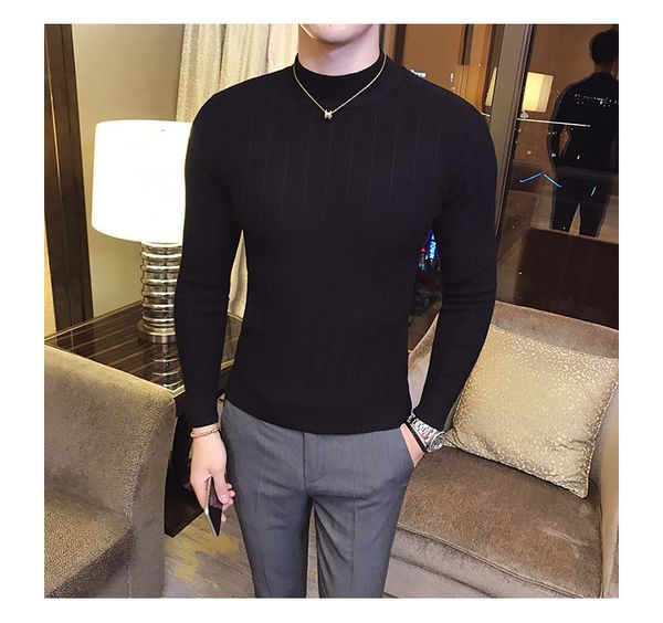 

brand men male casual sweater men solid color comfortable mens christmas sweater round neck slim fit pull homme ing, White;black