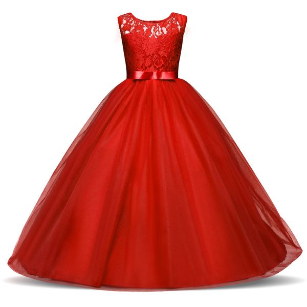 

2018 new kids girls wedding flower girl dress princess party pageant formal dress sleeveless dress 5-14 year girls clothing y1892112, Red;yellow