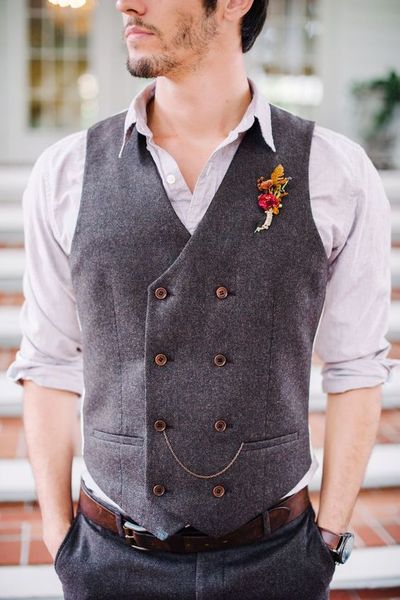 

2019 groom vests farm wedding wool england style vests custom made slim fit mens suit vest prom wedding waistcoat double breasted, Black