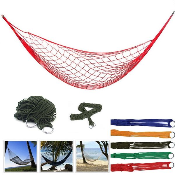 

portable mesh hammock nylon hanging sleeping bed swing outdoor travel camping bed hangnet hammock 5 color ib637